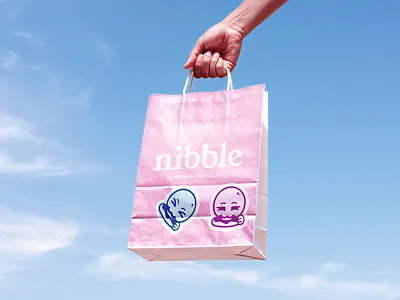 Nibble - Donut Shop Bag bag design branding cute cute illustration cute logo donut shop graphic design illustration mockup pink stickers