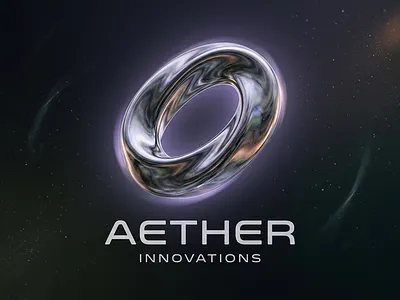 Aether Innovations Logo 3d ai blender branding chrome corporate identity dark mode design futuristic identity illustration innovation logo metallic product design render saas startup tech branding tech logo