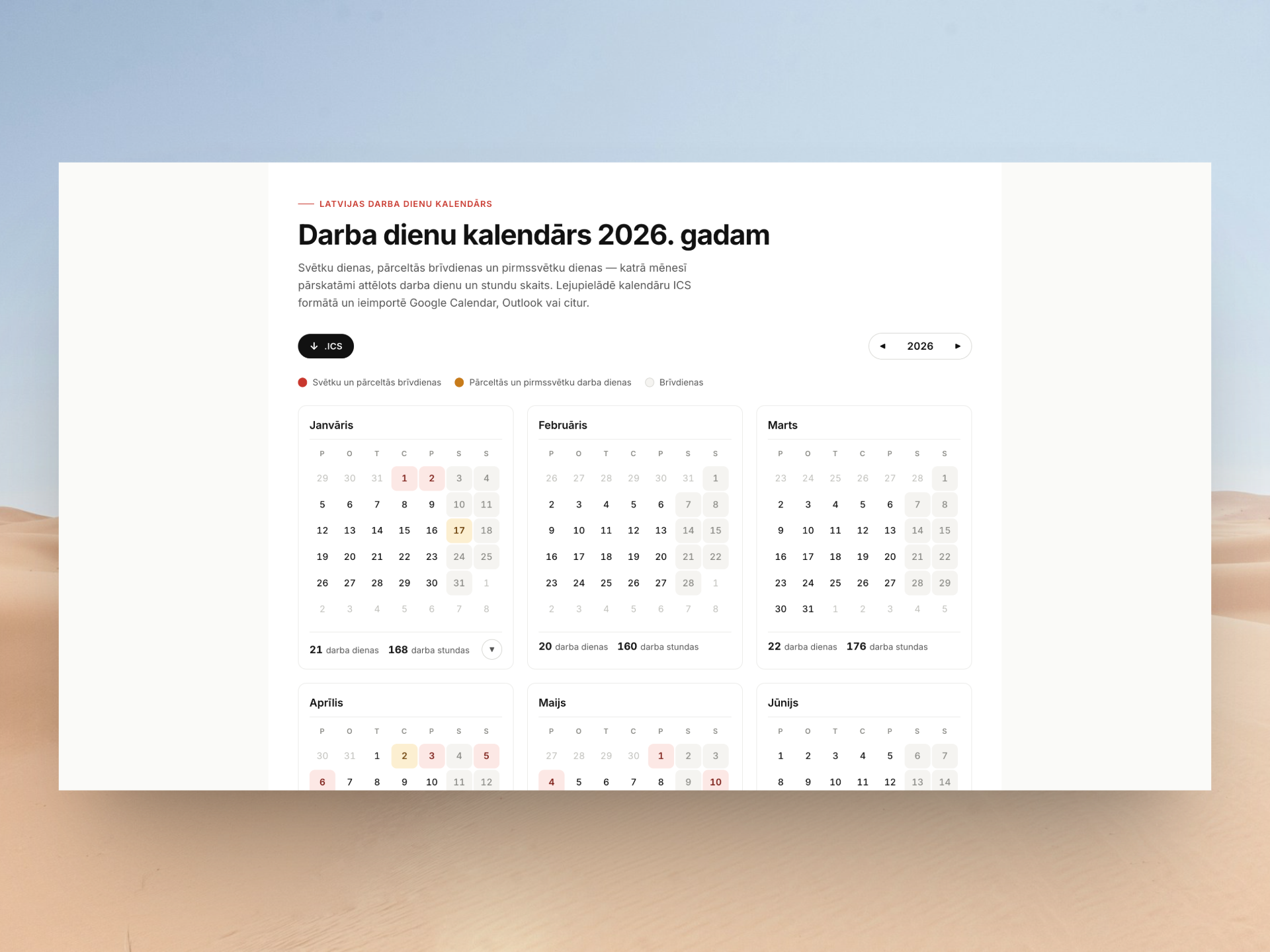Latvian working day calendar