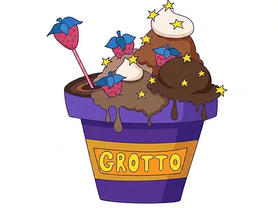 Flower Pot Vitamin Sundae branding charming colorful dessert dreamlike fantasy flower pot food game design graphic design ice cream illustration nostalgia pop art psychedelic storytelling sundae trippy whimsical worldbuilding
