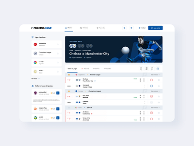 Futebol Hoje - Football Live scores UI Design football product design sports ui ui design