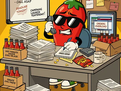 When the campaign was due yesterday… and orders won’t stop comin adobe illustrator cartoon design food graphic design humor illustration logo marketing product illustration social media design startup ui vector банер персонаж ілюстратор