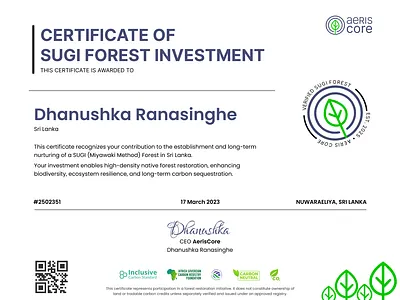 Certificate Design for AERISCORE branding certificate graphic design ui