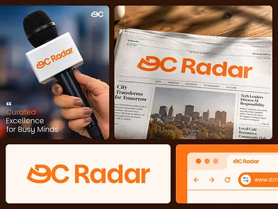 DC Radar logo. Newspaper branding dc logo dc radar dc radar logo icon journalist logo logo logo design logos minimalist news logo newsletter logo newspaper orange paper logo typography ui web white wordmark logo