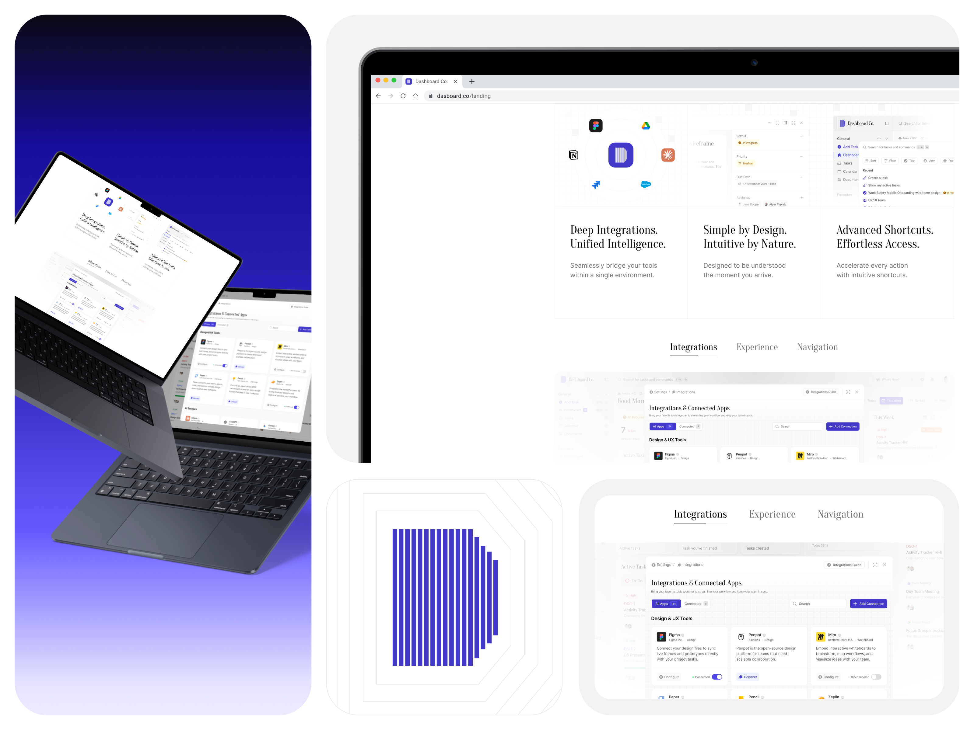 SaaS Landing Page - Integrations & Features Section dashboard features integrations landing logo ui web ui