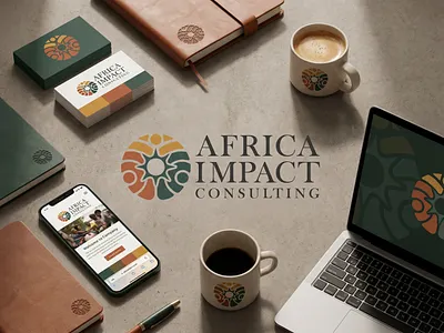 Established Corporate Identity for African Consulting Firm africa business africa development circular logo consulting firm consulting identity corporate agency corporate design corporate identity digital design established brand global brand graphic design impact investing leadership modern consulting orange and green professional branding stationery style guide visual identity
