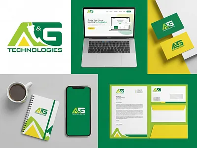 Renewable Energy & Green Tech Corporate Identity Mockup app design corporate branding corporate logo engineering logo environmental graphic design green and yellow green tech industrial design innovation modern design renewable energy solar technology stationery style guide sustainable brand sustainable design tech company visual identity web design