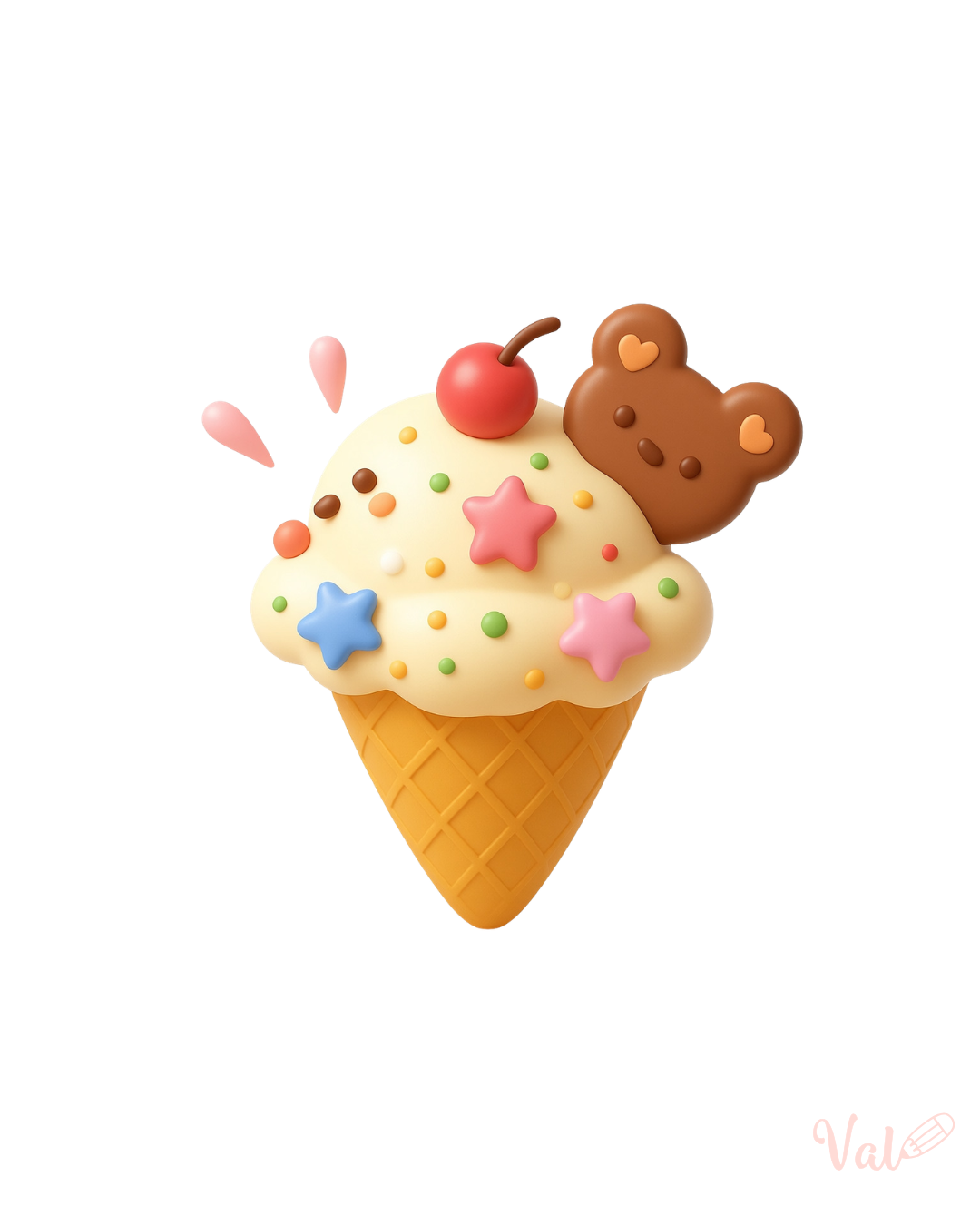 Vanilla ice cream 3d graphic design