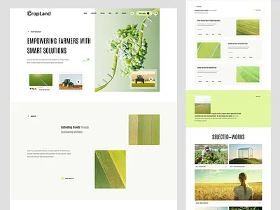 CropLand – Smart Agriculture Website UI agriculture agritech digitalproduct figmadesign greendesign illustration landing page landingpage minimalui moderndesign smartfarming sustainability themeforest trending typography uidesign uxdesign webdesign webflow website