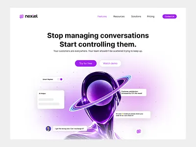 Nextel —SaaS Landing Page ai ai landing page conversion design homepage design landing page redesign saas ui ui design web design website