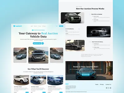 Vehicle History & Auction Insights Web Design analytics ui clean ui dashboard data visualization ui digital product interface design landing page minimal ui modern ui product design responsive design saas ui ui ui design user experience user interface ux ux design web app web design