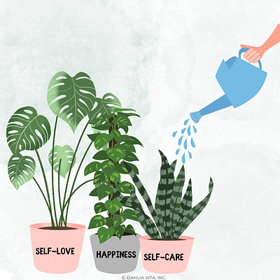 Watering with care animation design digital digitalart graphic design illustration selfcare vector