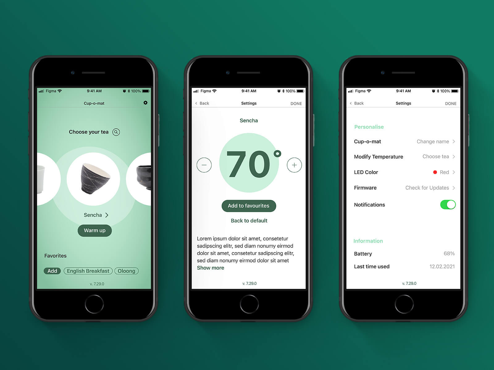 Concept for a tea lovers app