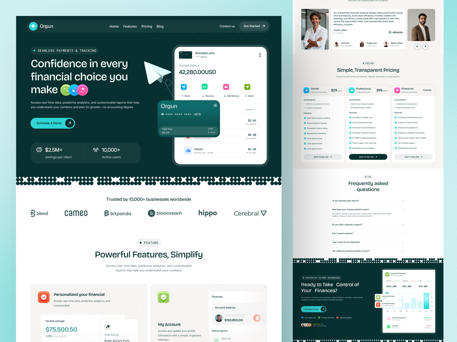 Orgun – Finance SaaS Platform Website Design banking app interface banking card clean dashboard data visualization digital bank digital banking digital card finance dashboard finance design financial saas design fintech ui fintech website design interest free fintech minimal fintech modern web app saas landing page saas product website saas web saas website web design