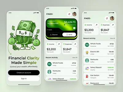 Finance Mobile App ai app banking budgeting app crypto design digital bank e wallet finance app fintech invest mobile mobile app money saving transactions ui ux wallet