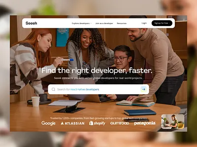 Hero revamp for job discovery platform agrandir ai jobs front end jobs hero session hypermotive job discovery job platform job search job seek sanal ck seek jobs social proof ui ux web app website hero website navigation
