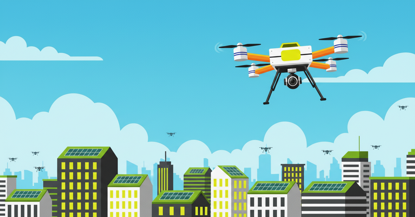 Urban Skies: Drone Vector Design 3 adventure drone environment future illustration logistics outdoor smart city urban