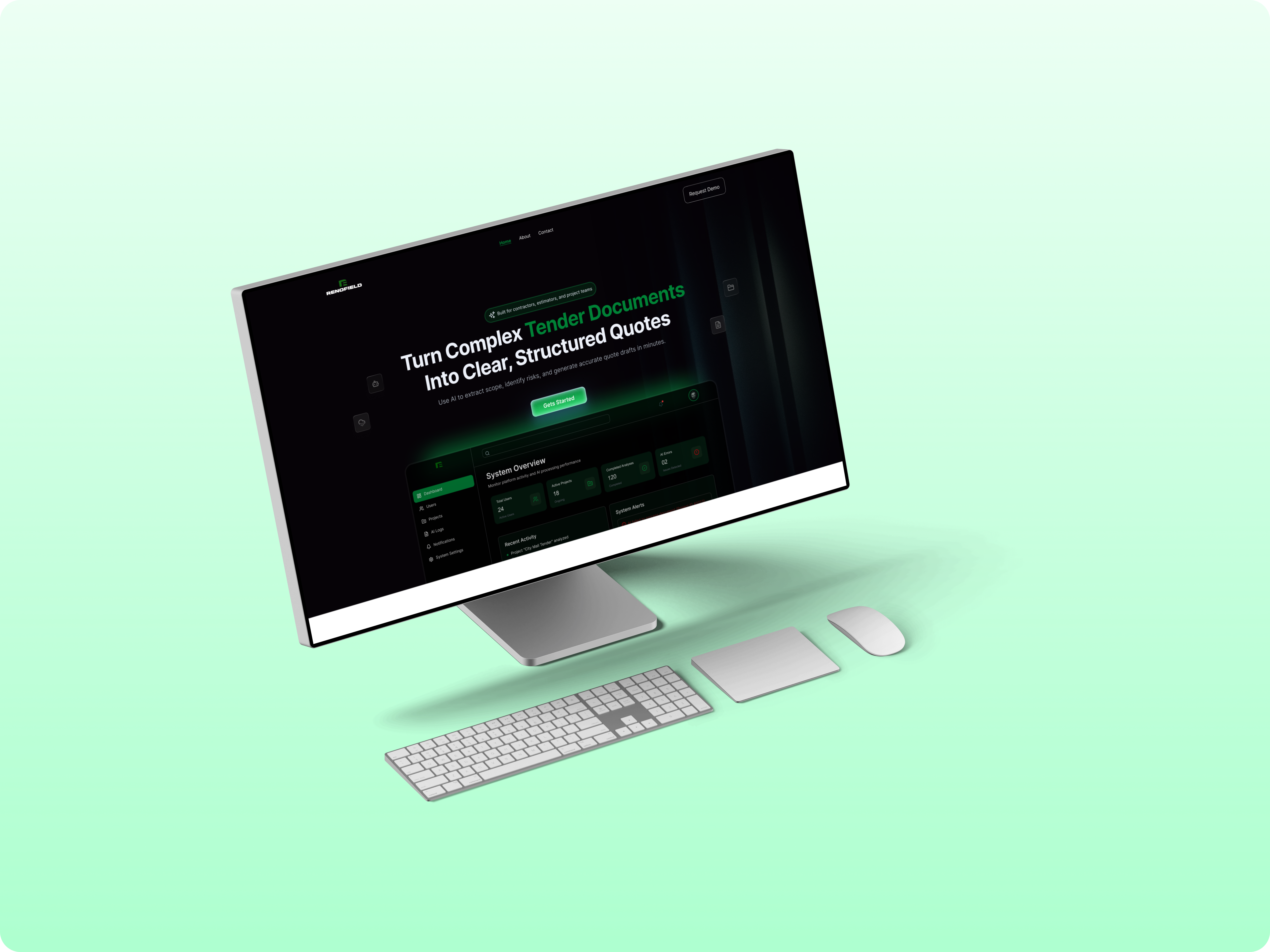 Fast & Smart Tender Analysis ai artificialintelligence landing page uxdesign webapp