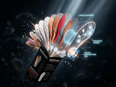 Balance Massage Insoles Box Design balance massage box box art box design box label box mockup box packaging boxing brand identity branding cardboard box insoles box design label design packaging packaging design print product label design product packaging shoe insoles