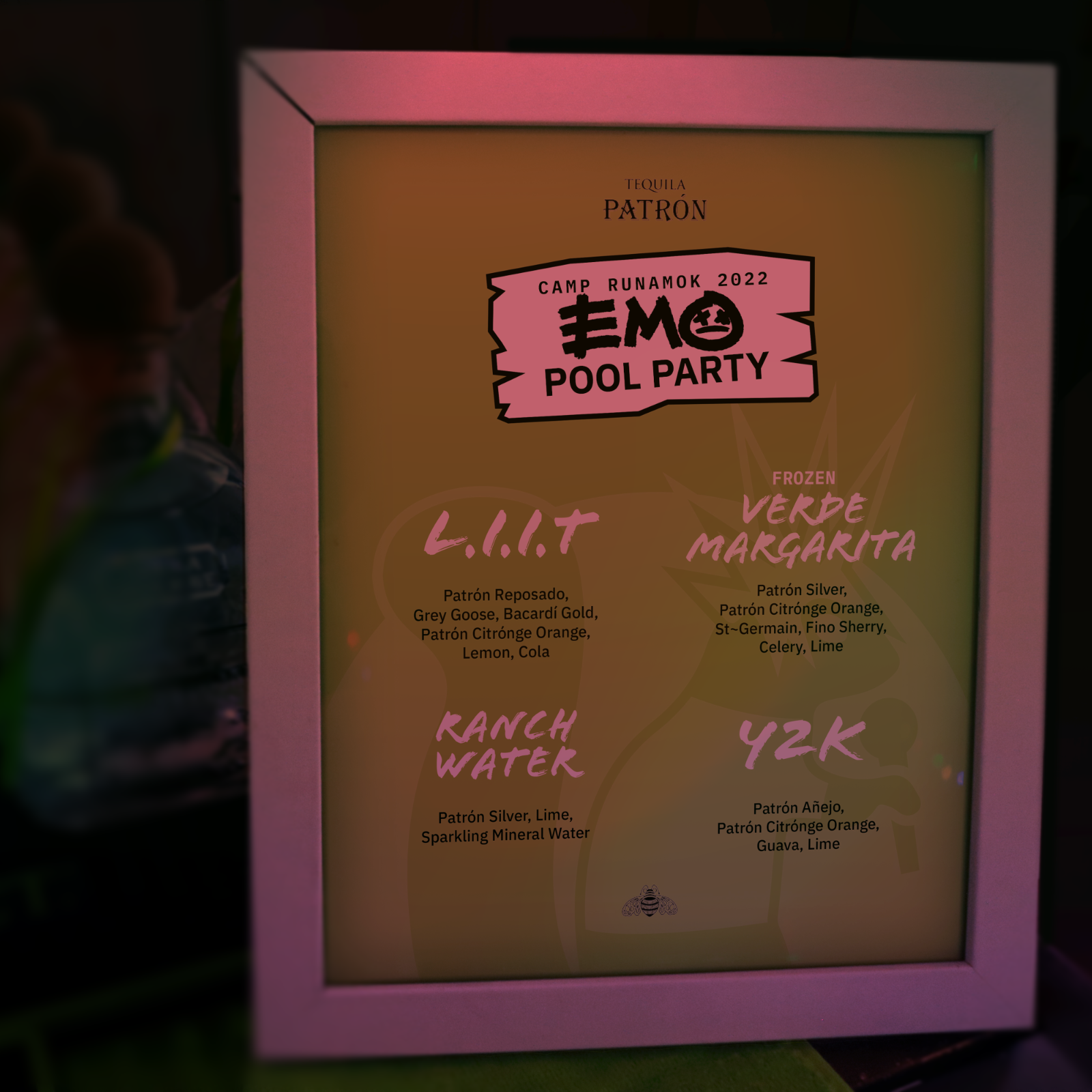 Camp Runamok (Patrón) branding collateral emo graphic design menu typography