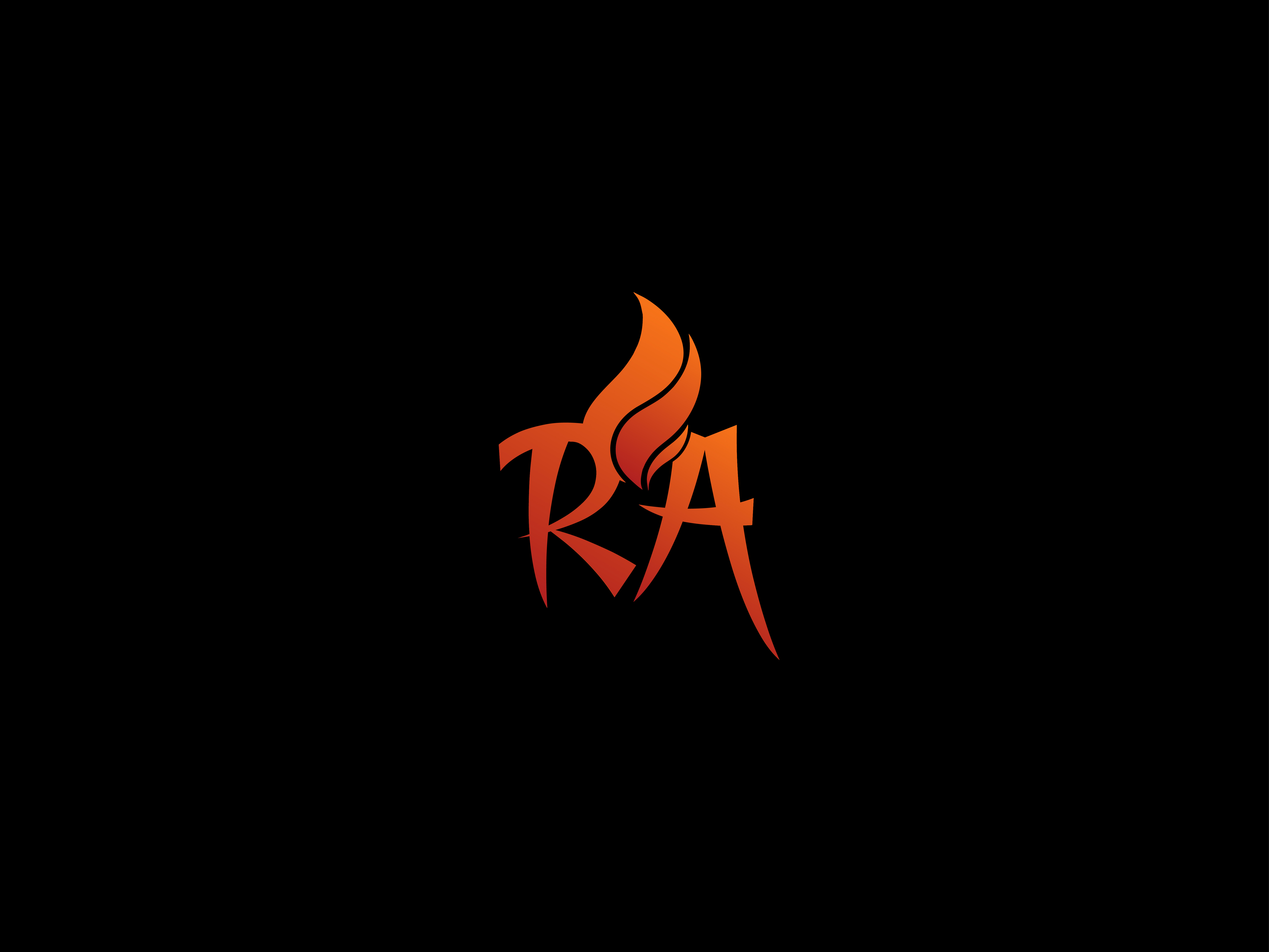 Letter RA Restaurant Brand Logo branding design fire logo food logo gradient logo graphic design illustration kebab logo letter logo letter ra logo logomark logotype ra logo restaurent logo typography vector