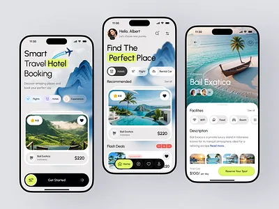 Travel Adventure & Hotel Booking Mobile App app booking app clean design flight booking app holiday app hotel booking app ios app mobile mobile app design mobile ui modern design premium design product design startup travel travel app trip planner ui design web