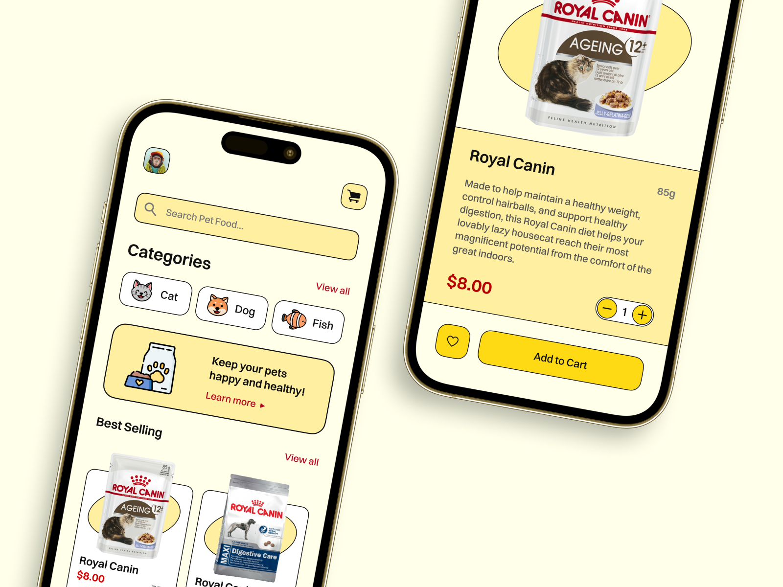 Pet Food Ordering App 2d adobexd app app design cartoon color creative design ecommerce figma flat design interface iphone 14 mobile app design mockup pet food typography ui user interface ux