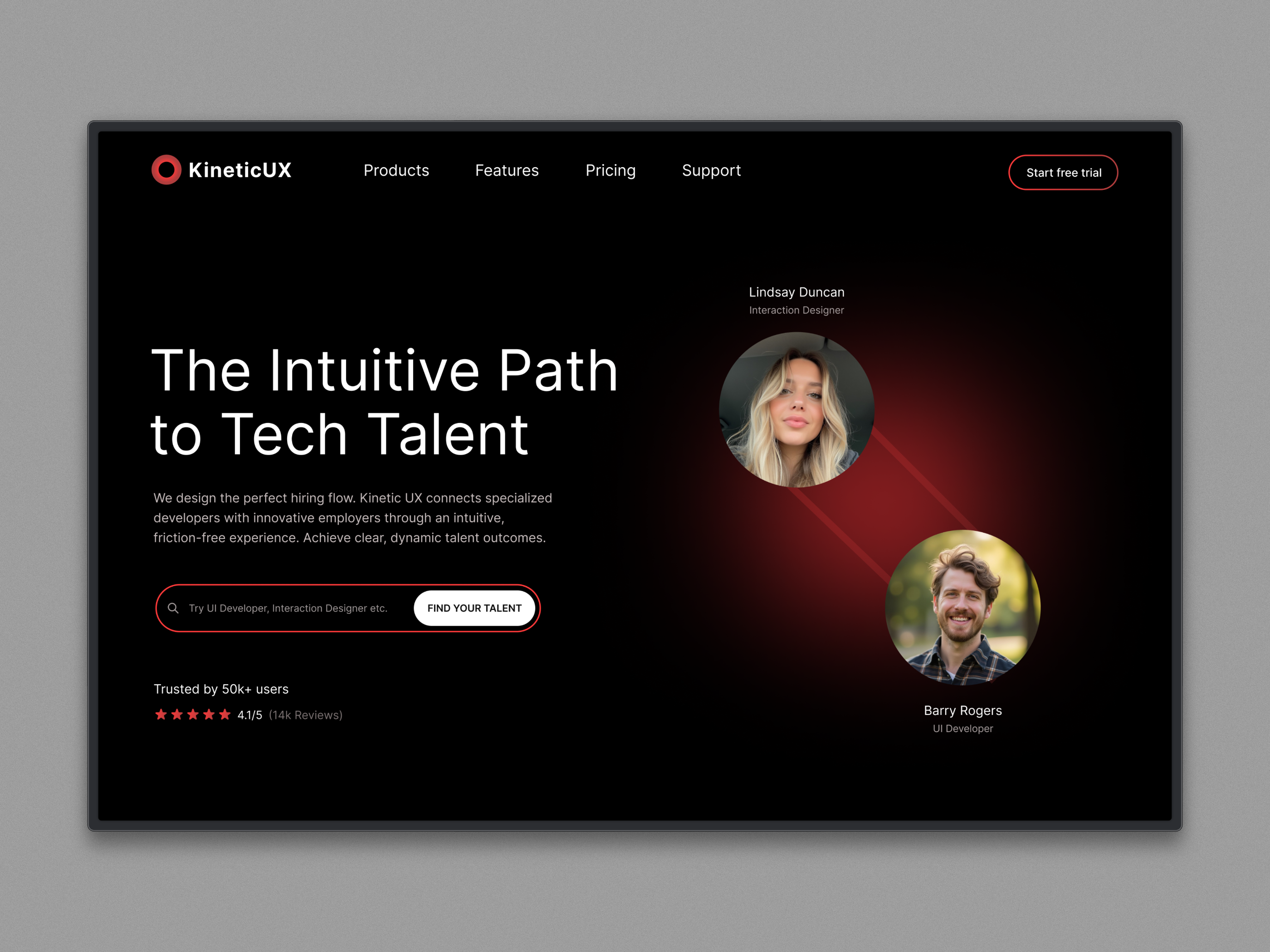 KineticUX — Dark Mode Exploration dark mode hero section landing page ui ux web design