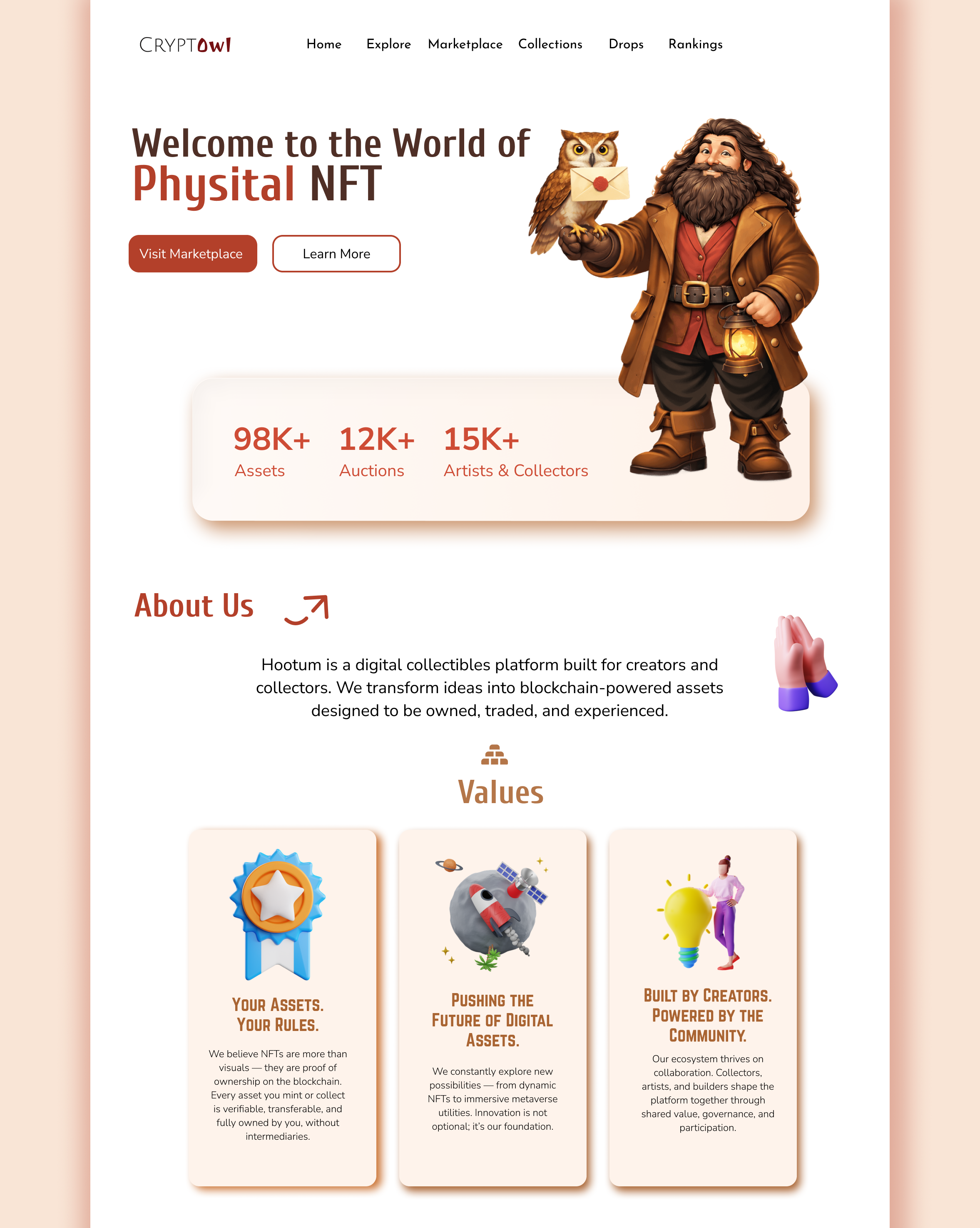 CryptOwl — Wisdom in the World of NFTs design graphic design illustration nft typography ui ux vector