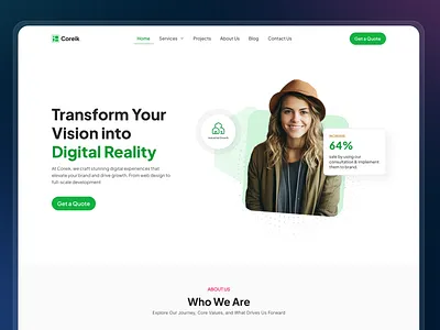 Digital Agency Website Design | Coreik UI Template admin dashboard agency website creative agency website design homepage homepage design illustration landing page landing page design sass ui ux website website design website homepage