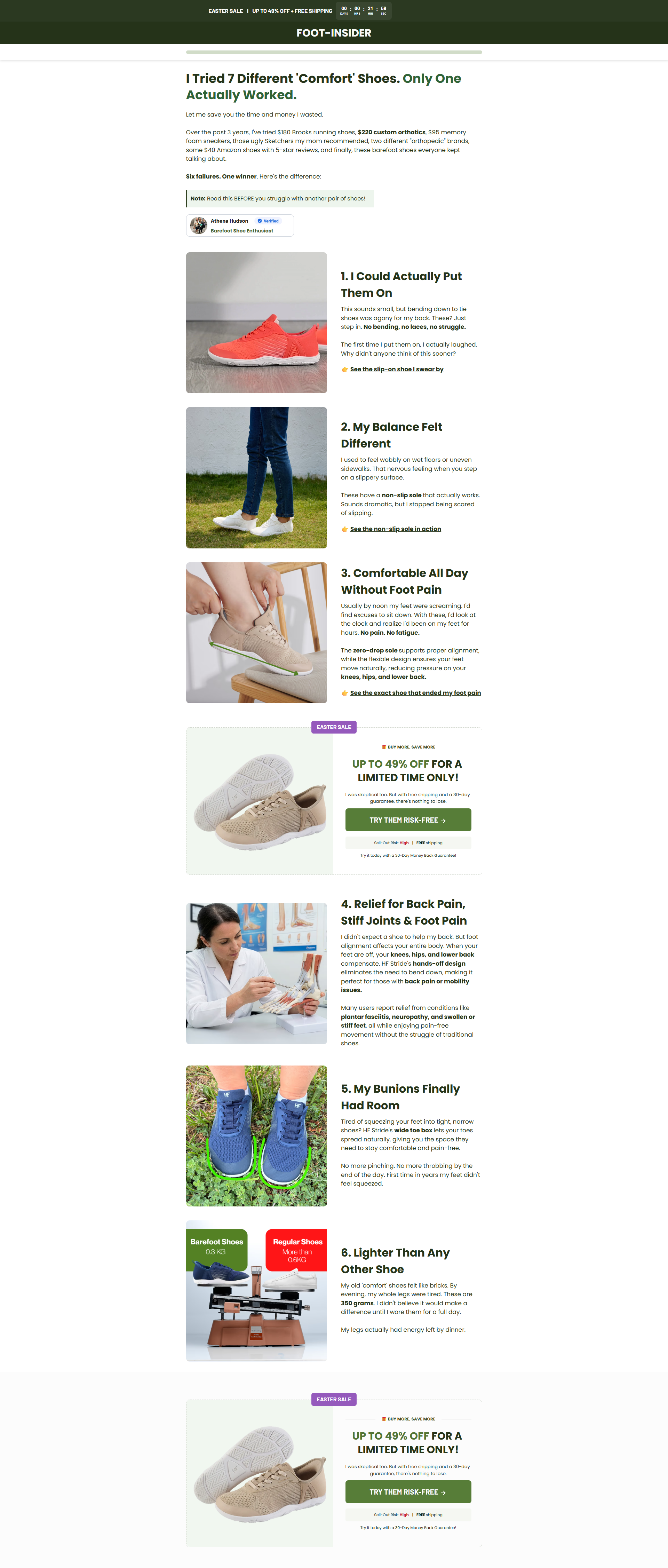 Foot Wear 6 Reasons - Funnelish advertorial design designing funnel funnel funnelbuilder funnelish funnelish templates reasons sales funnel sales page