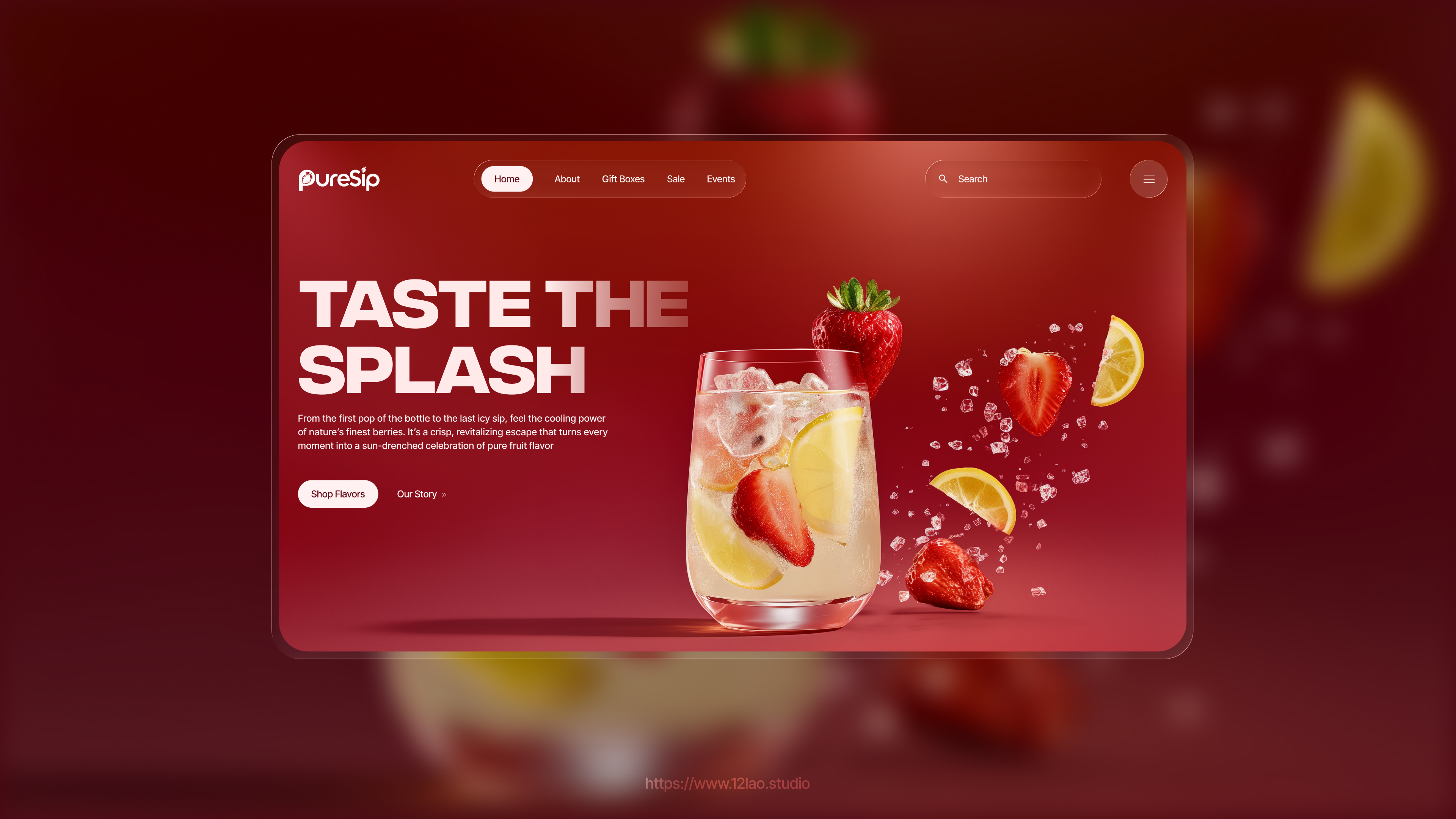 Taste the Splash — Hero UI Concept 3d design graphic design motion graphics ui web
