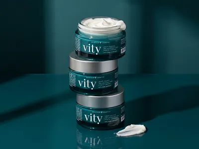 Vity-Face Cream beauty branding cosmetic cosmetics cream elegant face jar lab label luxury minimal modern molecular package packaging