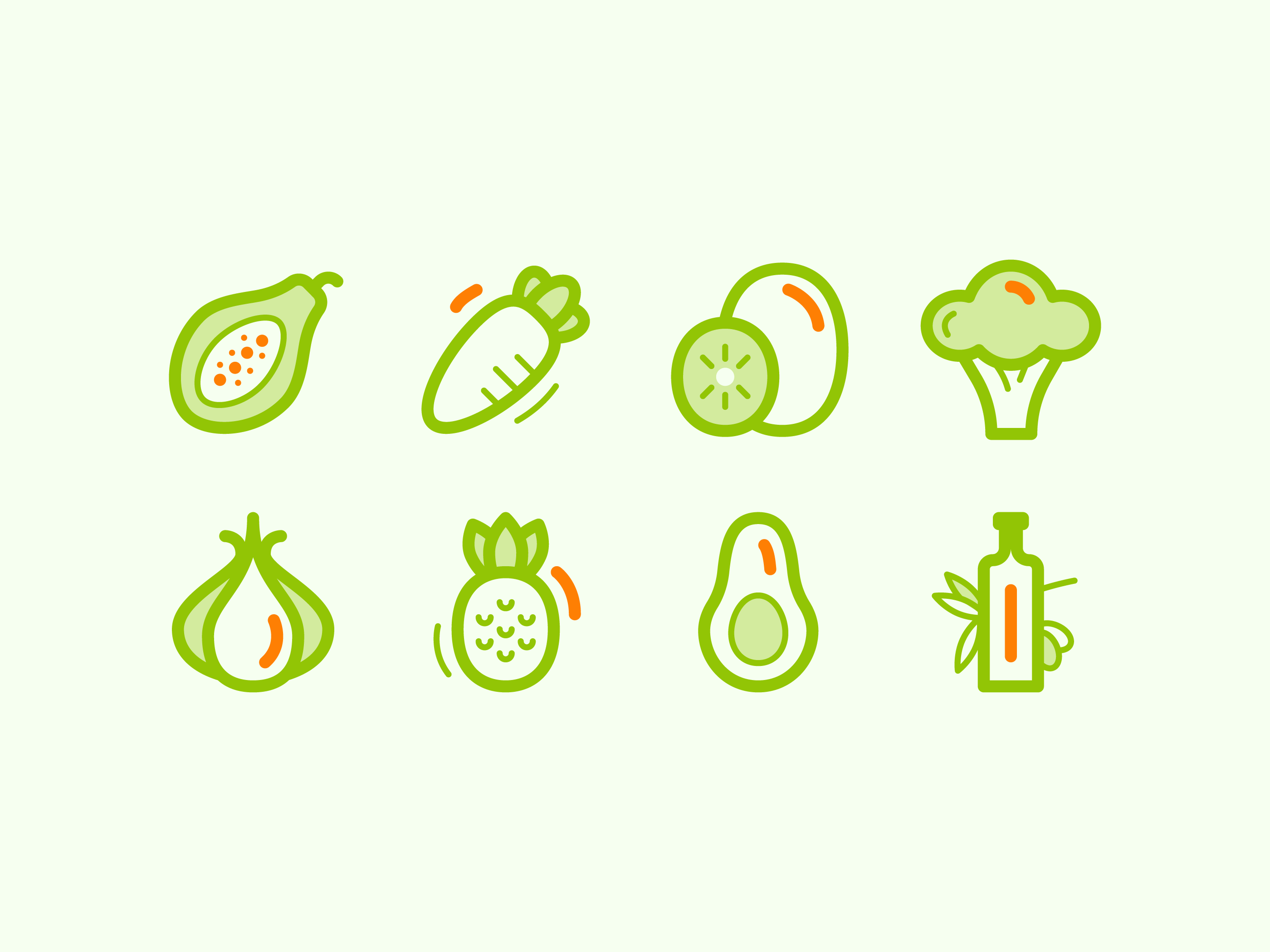 Duotone Icons | Pixel-Perfect Superfood Line Icon Set brand icons duotone flat food grocery app icon icon design icon designer icon pack icon set icon system iconography icons line line icons minimal pixel perfect vector website icons wellness