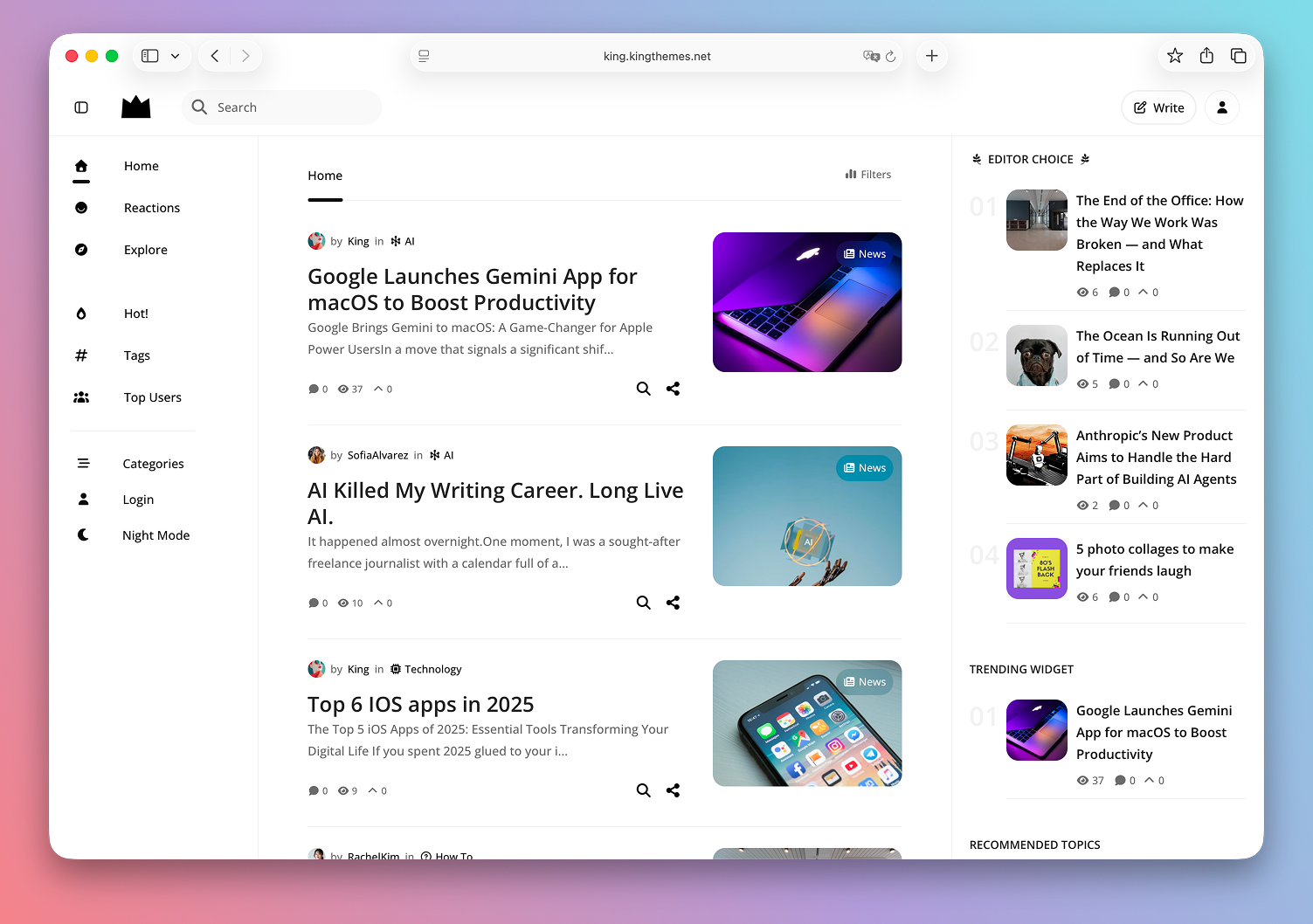 LeoNews — Medium Style AI News Publishing Platform ai app blog clean content creator dashboard magazine media minimal modern news platform publishing saas startup ui ux viral webdesign