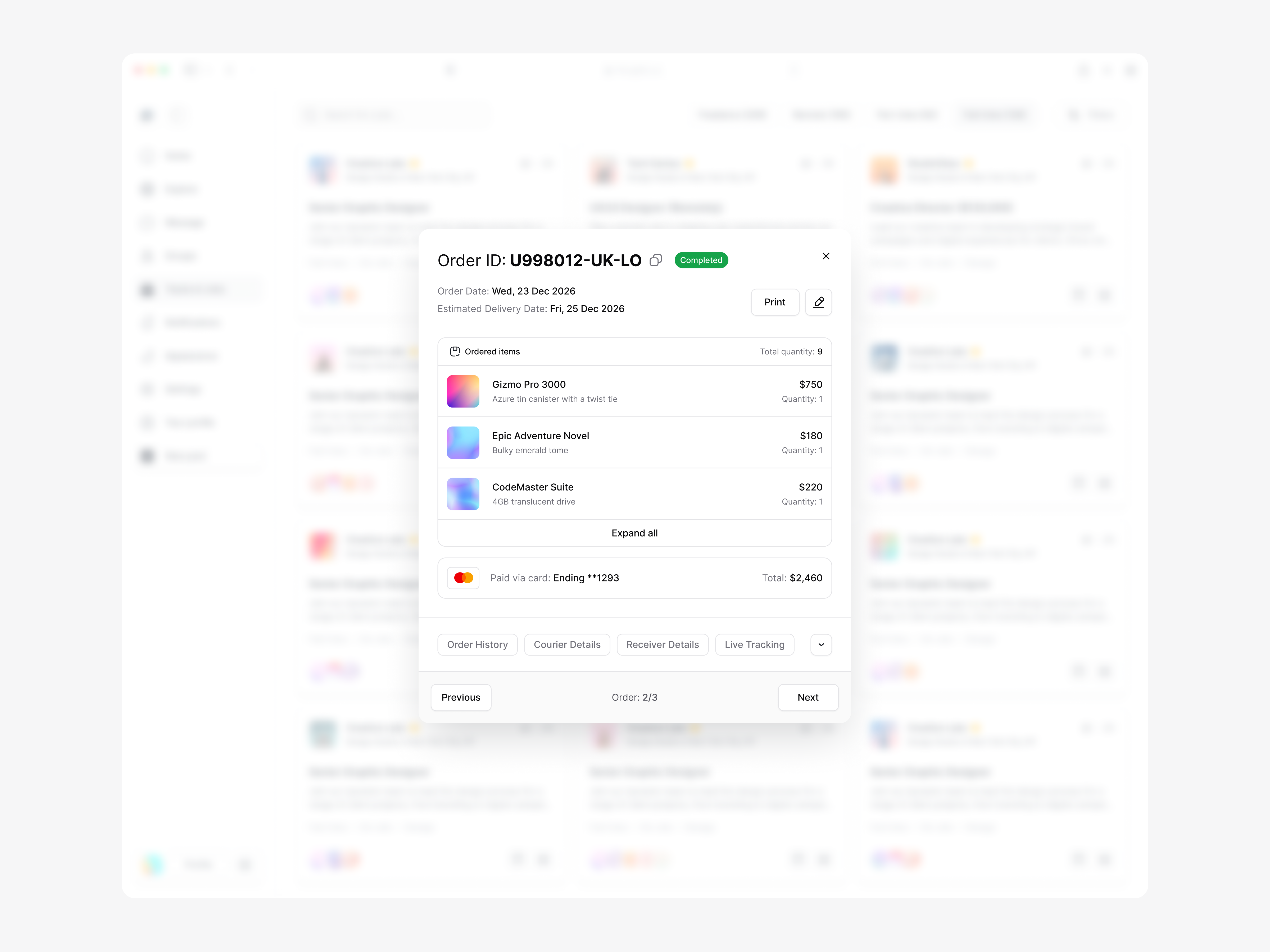 Order ID Modal