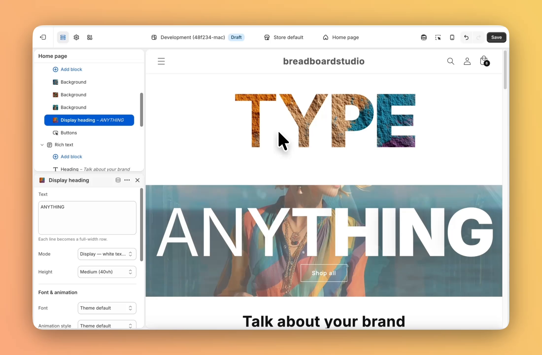 Shopify Theme with Dynamic Type