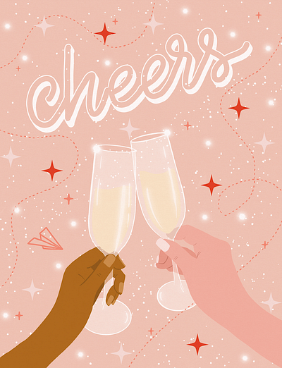 Cheers celebration illustration lettering valentines day