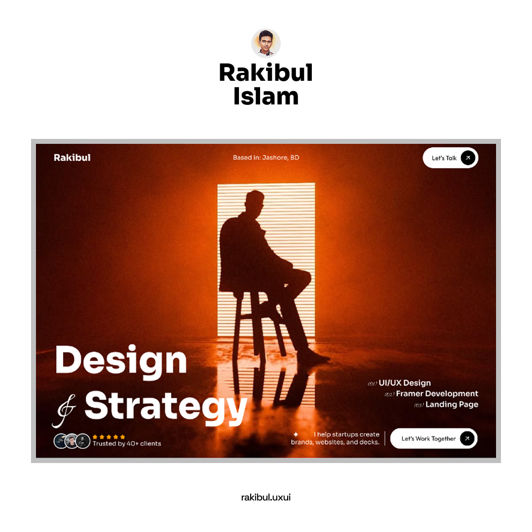 Minimal One-Page Portfolio Website Design 3d animation branding designer framer graphic design landingpage logo minimaldesign motion graphics ui uidesign uiux uxdesign webdesign website