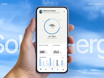 Smart Solar Tracking App ai optimized solar android app app ui design app ui ux energy dashboard design figma design ios app design mobile app mobile app design smart energy management solar app solar app design solar energy app solar energy mobile app solar panel app solar tracking app trending solar mobile app ui uiux design wheather
