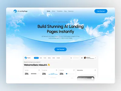 AI Landing page Design interface product service startup ui ux web