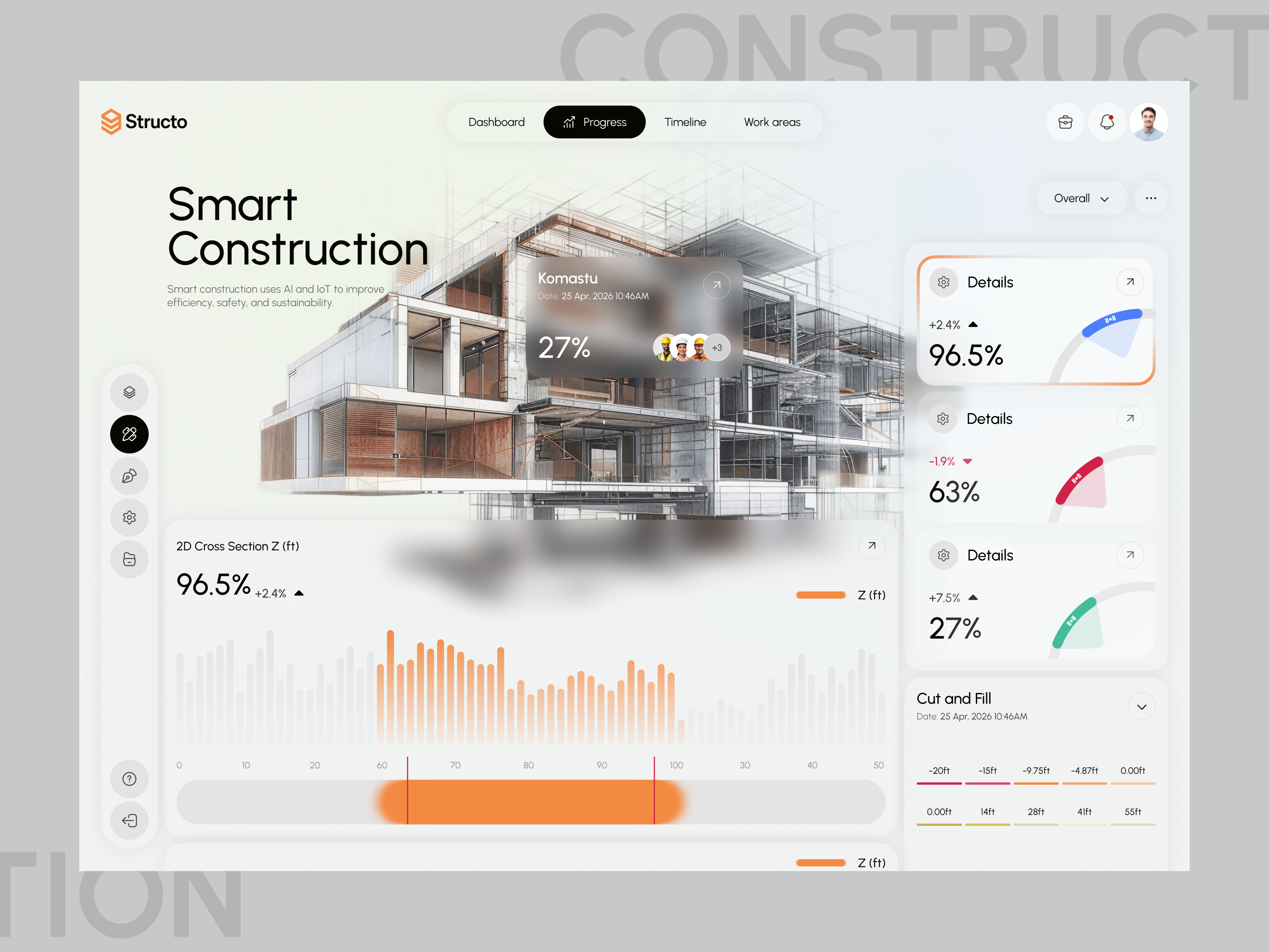 Structo - Smart Construction Dashboard UI admin panel ui ai dashboard analytics dashboard bim dashboard business dashboard clean ui construction dashboard dashboard modern ui product property management saas dashboard smart construction web