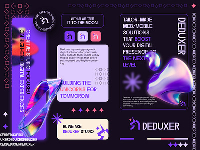 DEDUXER STUDIO Branding 3d branding logo unicorn