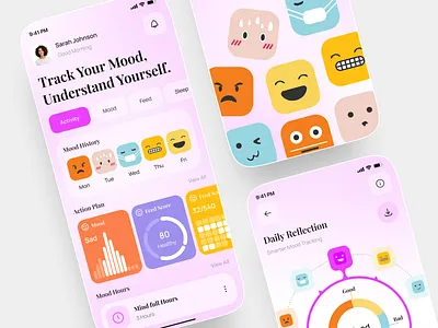 Habit Tracker Mobile App app app design application application ui design habit habit app habit tracker mobile mobile app design mood tracking ui