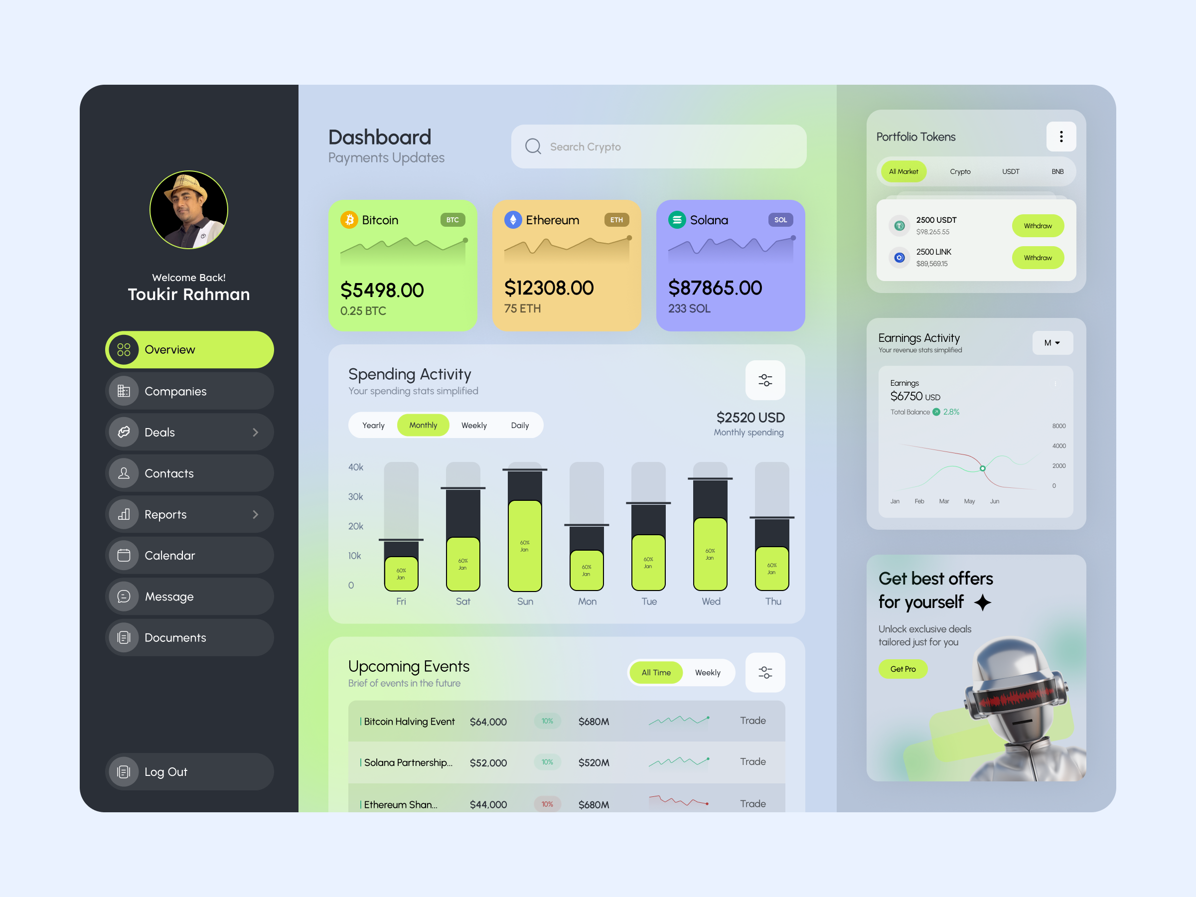 QuickCrypto - Crypto Portfolio Dashboard crypto crypto dashboard crypto template dashboard dashboard layout dashboard template design design system figma figma design figma layout figma prototype product product design template template design ui ui design ui ux ux design