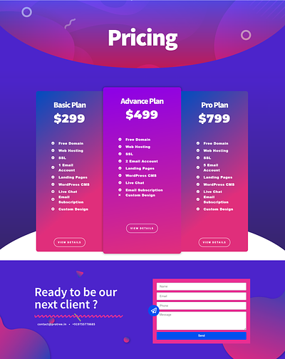 Pricing Table Design animation branding elementor design graphic design motion graphics pricing table design ui web design web page design website design wordpress website design