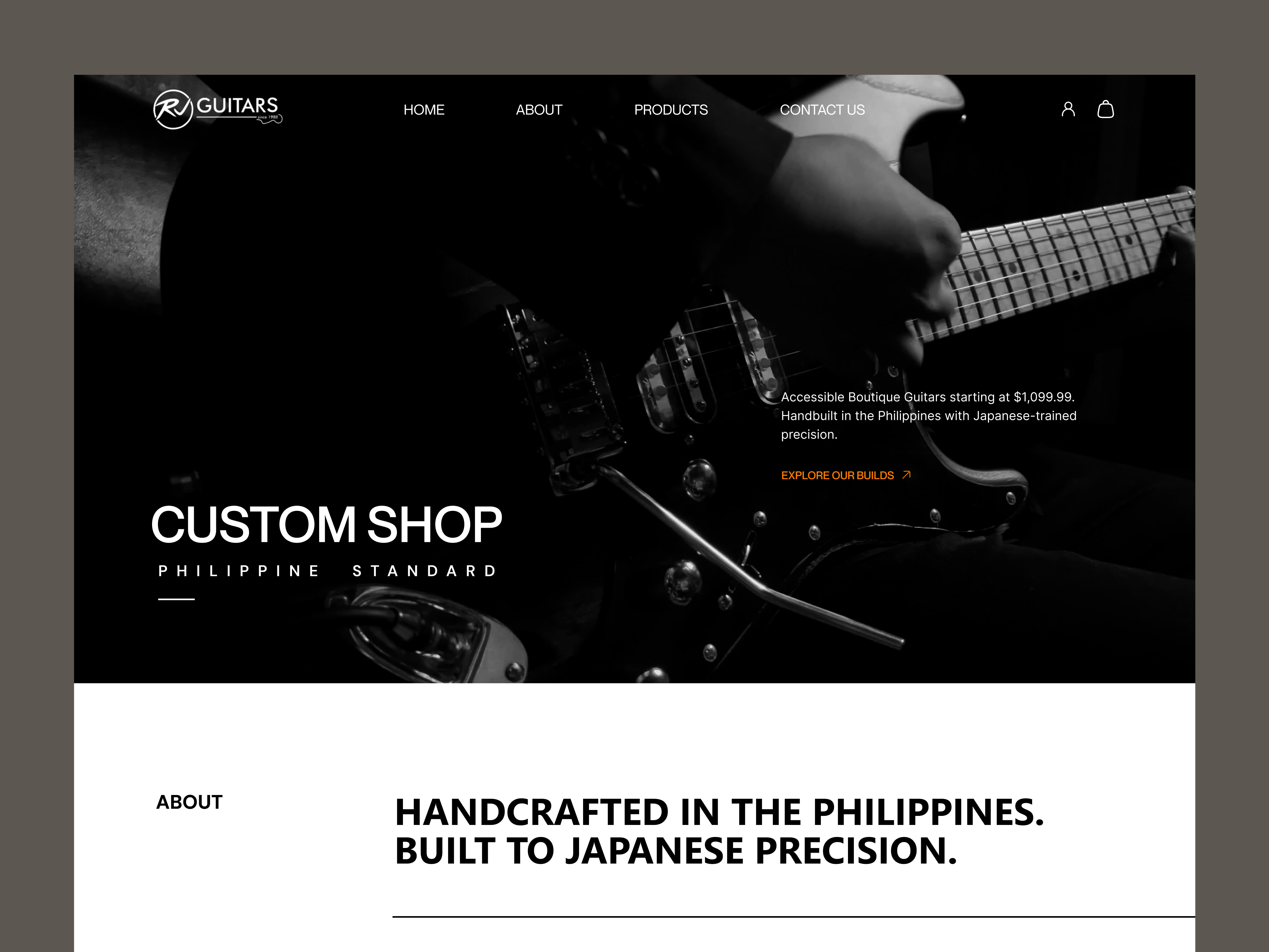 Guitar Store Website UI/UX Design custom products ecommerce design ecommerce ui ecommerce website guitar store guitar website instrument website landing page music store online store premium ecommerce product page product showcase product website retail website ui design user interface ux design web design website design