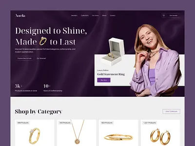 Aurelia - Jewellery Landing Page beauty diamond earrings ecommerce fashion gift glamour gold golden homepage jewel jewelery jewellery jewellery website jewelry landing page luxury design necklace web design weeding ring