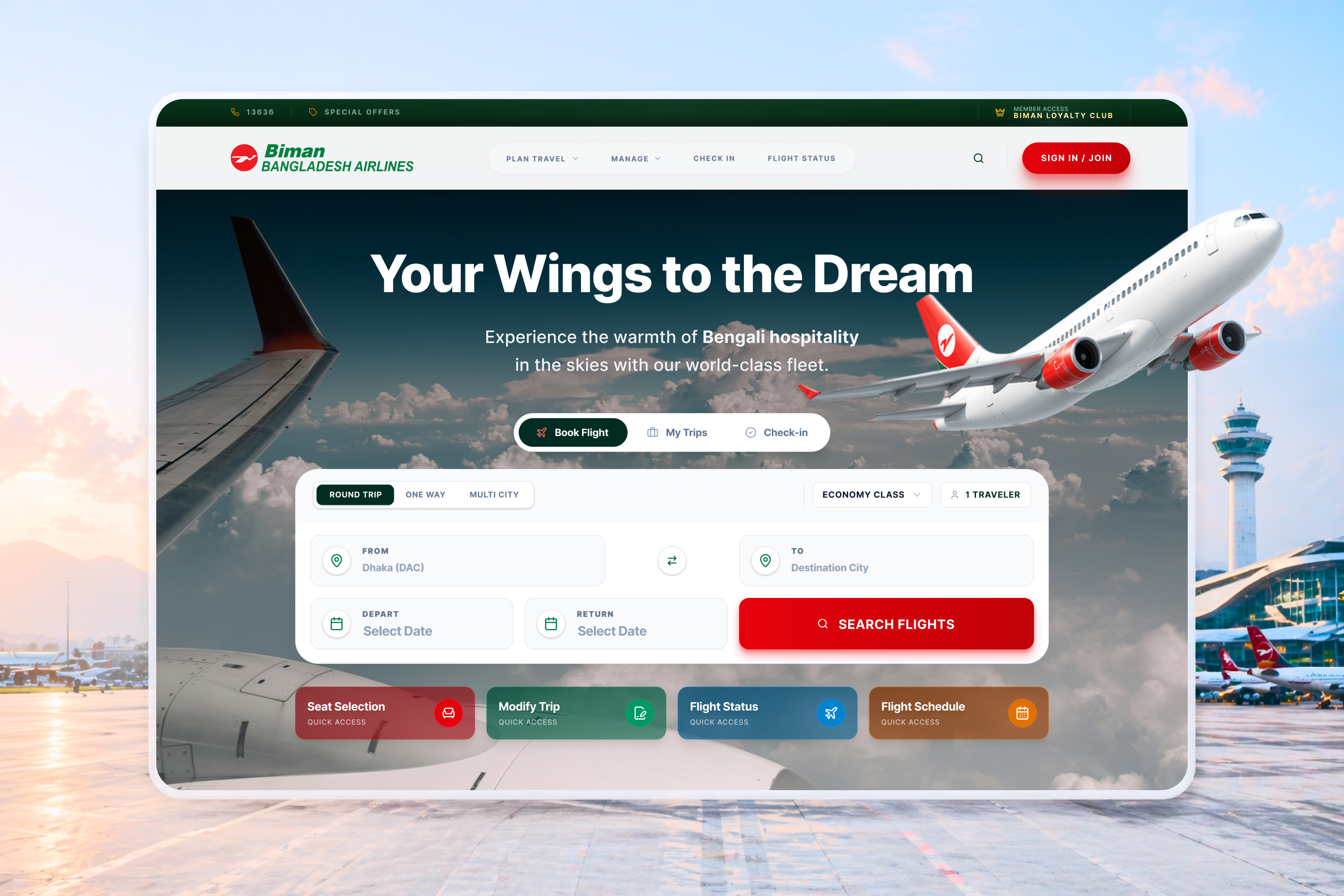 Airline | Biman Bangladesh Airlines | Website Redesign 3d airline animation biman bangladesh airlines flight booking landing page saas travel ui ux design