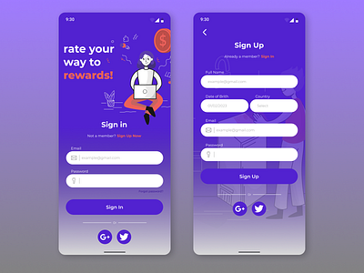 Rate & Earn App Login login ui purple app login purple login rate and earn app rate app login rate app ui